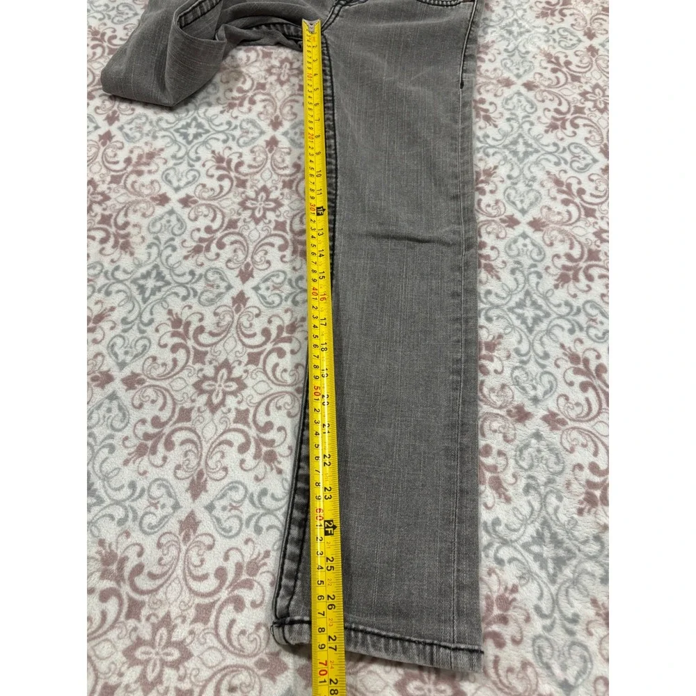 True Religion Boys Gray Straight Leg Jeans Size 14 Thick Stitch Horseshoe Logo